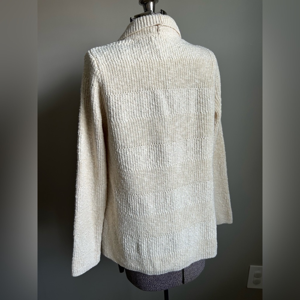 LL Bean Cozy Cream open front Women's knit cardigan Sweater neutral capsule fall - Picture 7 of 10